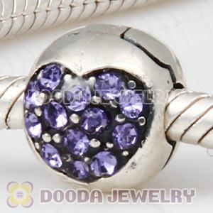 925 Sterling Silver Love Of My Life Clip Beads With Tanzanite Austrian Crystal
