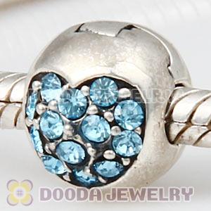925 Sterling Silver Love Of My Life Clip Beads With Aquamarine Austrian Crystal