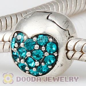 925 Sterling Silver Love Of My Life Clip Beads With Blue Zircon Austrian Crystal