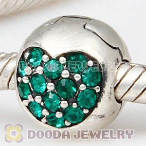925 Sterling Silver Love Of My Life Clip Beads With Emerald Austrian Crystal