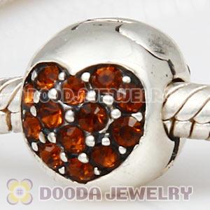 925 Sterling Silver Love Of My Life Clip Beads With Smoked Topaz Austrian Crystal