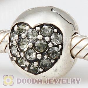925 Sterling Silver Love Of My Life Clip Beads With Black Diamond Austrian Crystal