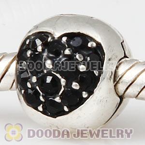 925 Sterling Silver Love Of My Life Clip Beads With Jet Hematite Austrian Crystal