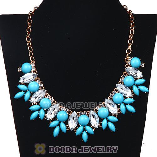 Resin Rhinestone Crystal Marquess Fleur Flower Choker Bib Necklaces Wholesale