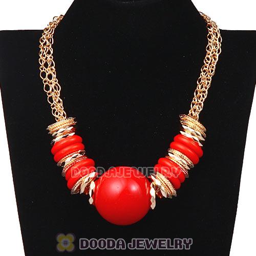 Ethnic Multilayer Gold Plated Chain Hoop Big Ball Choker DIY Necklace