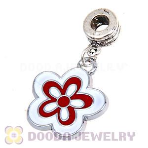 Platinum Plated Enamel European Jewelry Flower Charms Wholesale