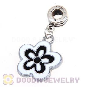 Platinum Plated Enamel European Jewelry Flower Charms Wholesale