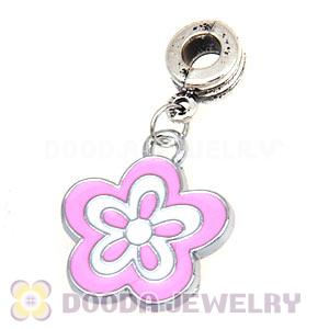 Platinum Plated Enamel European Jewelry Flower Charms Wholesale