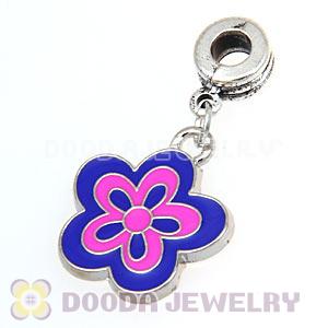Platinum Plated Enamel European Jewelry Flower Charms Wholesale