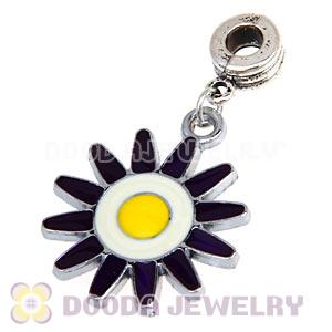 Platinum Plated Enamel European Jewelry Flower Charms Wholesale