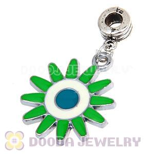 Platinum Plated Enamel European Jewelry Flower Charms Wholesale