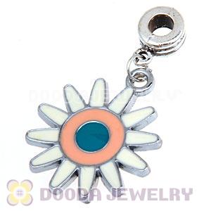 Platinum Plated Enamel European Jewelry Flower Charms Wholesale