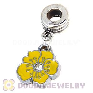 Platinum Plated Enamel European Jewelry Flower Charms Wholesale