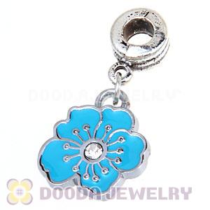 Platinum Plated Enamel European Jewelry Flower Charms Wholesale