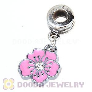 Platinum Plated Enamel European Jewelry Flower Charms Wholesale