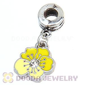 Platinum Plated Enamel European Jewelry Flower Charms Wholesale