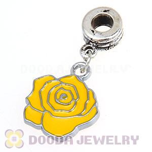 Platinum Plated Enamel European Jewelry Flower Charms Wholesale