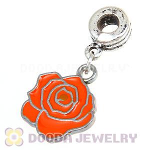 Platinum Plated Enamel European Jewelry Flower Charms Wholesale