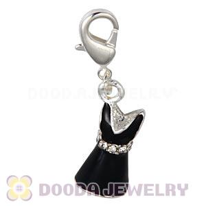 Fashion Silver Plated Alloy Enamel Black Dress Charms With Stone Wholesale 