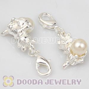 Fashion Silver Plated Alloy Charms With Pearl Beads Wholesale