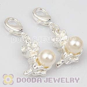 Fashion Silver Plated Alloy Charms With Pearl Beads Wholesale