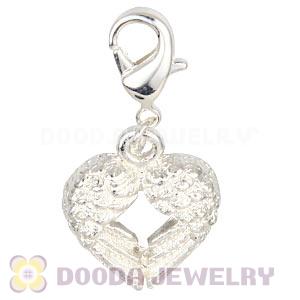 Fashion Silver Plated Heat Wings Charms With Lobster Clasp 
