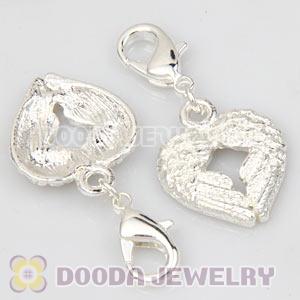 Fashion Silver Plated Heat Wings Charms With Lobster Clasp 