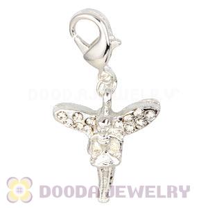 Fashion Silver Plated Pave Crystal Fairy Charms With Lobster Clasp