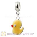 925 Sterling Silver European Enamel Dangle Duck Wholesale