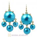 Fashion Gold Plated Special Blue Pearl Bubble Earrings Wholesale