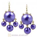Fashion Gold Plated Dark Purple Pearl Bubble Earrings Wholesale