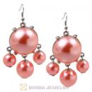 Fashion Silver Plated Pink Pearl Bubble Earrings Wholesale