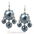 Fashion Silver Plated Grey Pearl Bubble Earrings Wholesale