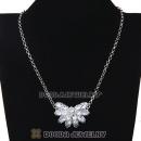 Long Chain Rhinestone Crystal Flower Choker Bib Necklace