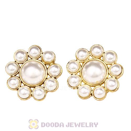 Vintage Gold Imitation Pearl Stud Earrings Wholesale