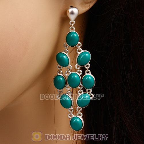 Silver Plated Blue Resin Drop Bubble Earrings Wholesale