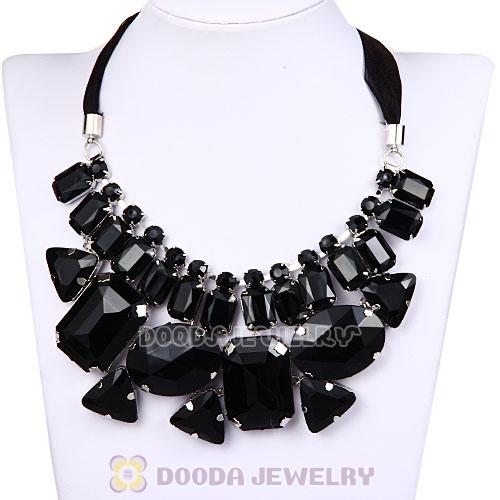 Rhinestone Crystal Diamond Silk Ribbon Costume Jewelry Necklace