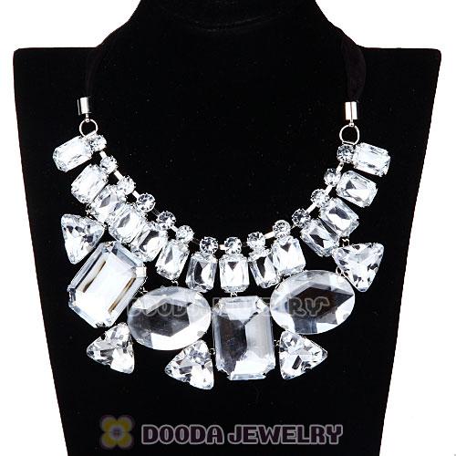 Rhinestone Crystal Diamond Silk Ribbon Costume Jewelry Necklace