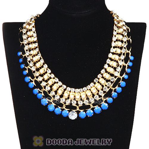 Chunky Gold Chain Resin Rhinestone Pearl Choker Collar Necklace