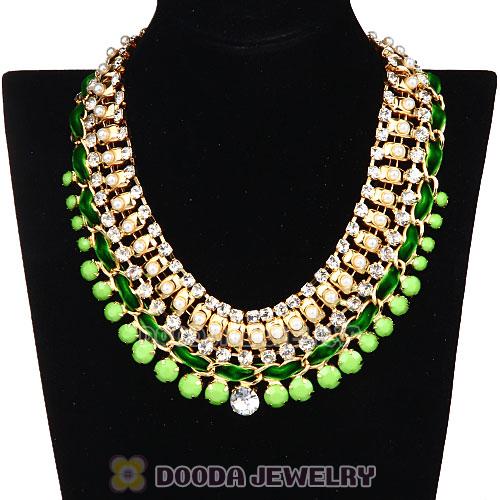 Chunky Gold Chain Resin Rhinestone Pearl Choker Collar Necklace