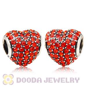 European Sterling Hyacinth Pave Heart With Hyacinth Austrian Crystal Charm