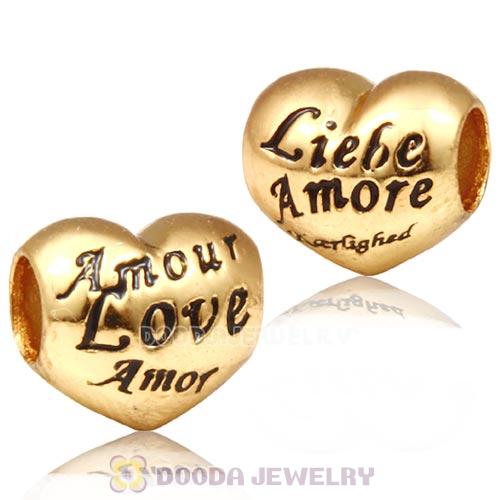Gold Plated Sterling Love Heart Charm With I Love You In Different Languages