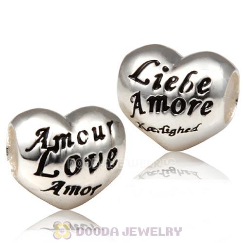 925 Sterling Silver Love Heart Charm With I Love You In Different Languages