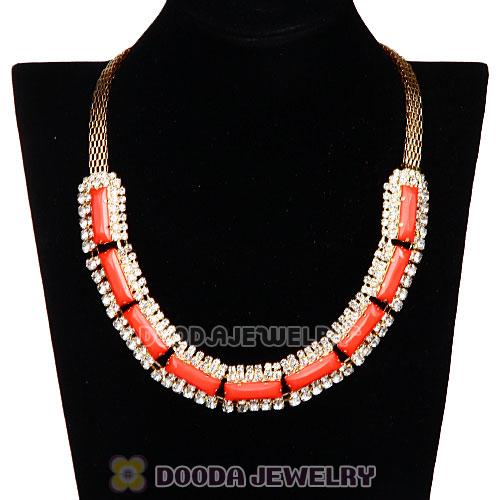 Chunky Gold Chain Resin Rhinestone Crystal Choker Collar Necklace