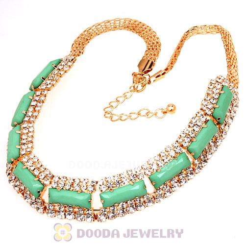 Chunky Gold Chain Resin Rhinestone Crystal Choker Collar Necklace