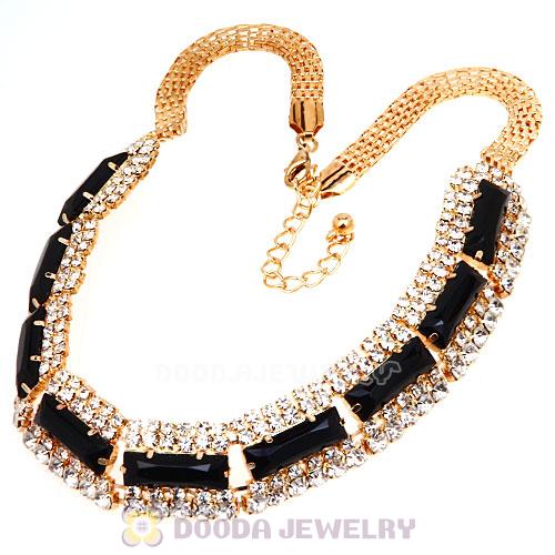 Chunky Gold Chain Resin Rhinestone Crystal Choker Collar Necklace