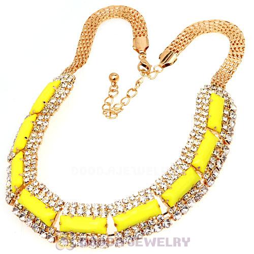 Chunky Gold Chain Resin Rhinestone Crystal Choker Collar Necklace