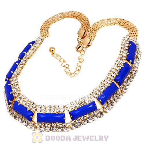 Chunky Gold Chain Resin Rhinestone Crystal Choker Collar Necklace