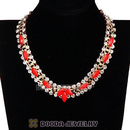 Chunky Gold Chain Resin Rhinestone Crystal Choker Collar Necklace