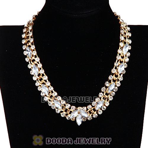 Chunky Gold Chain Resin Rhinestone Crystal Choker Collar Necklace
